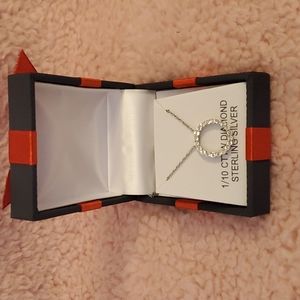 NWT Sterling Silver 1/10 CTT Diamond 18" Pendant